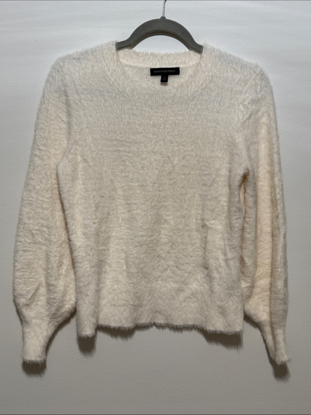 Banana Republic Ivory Fuzzy Crewneck Sweater